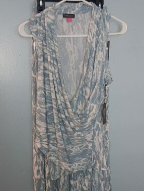 Vince Camuto Light Blue & White Draped Cowl Maxi - By The Moonlight